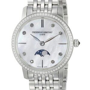 Frederique Constant Women's Moon phase Quartz Silver Watch 30MM FC-206MPWD1SD6B